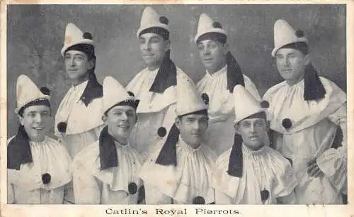 A050 Männer Gruppe Pierrots lustiger Comic Catlins Royal Pierrots Vintage Postkarte