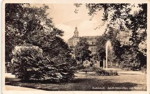 L305 Deutschland 1930 Rudolstadt Adolf-Hitler Platz Mit Schlossbrunnen Postkarte