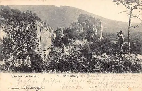 L304 Deutschland 1905 Saechs Schweiz Gr Winterberg Tourist Cliffs Vintage Postkarte