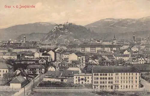 A239 Österreich Graz Blick von der Josefskirche Kirche Vintage Postkarte