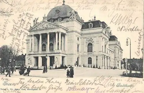 A239 Österreich 1908 Staatstheater Graz Vintage Postkarte