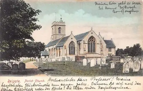 A242 England 1903 Reigate Parish Church Vintage Postkarte