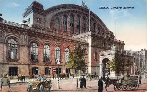 A243 Deutschland Berlin Anhaiter Bahnhof Bahnhof Wagen Kutsche Vintage Postkarte