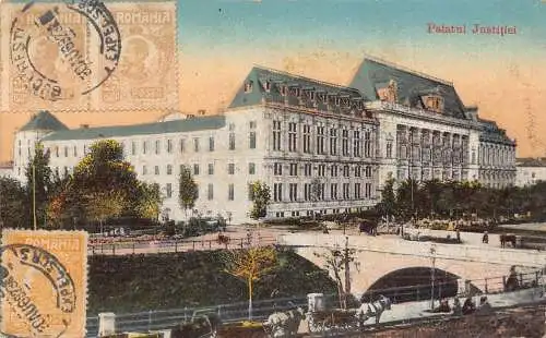 L313 Rumänien 1923 Bucuresti Palatul Justitiei Vintage Postkarte