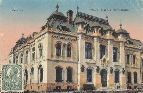 L313 Rumänien 1921 Craiova Commerce Bank Palace Vintage Postkarte