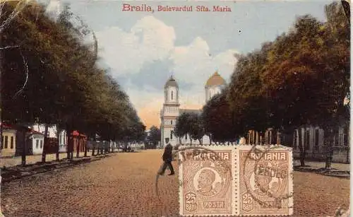 L313 Rumänien 1922 Braila Bulevardul Sf Maria Vintage Postkarte