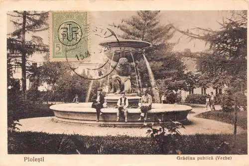 L313 Rumänien 1920 Ploiesti Öffentlicher Garten Vintage Postkarte