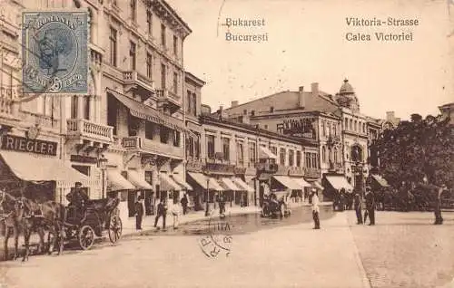 L313 Rumänien 1919 Bukarest Calea Victoriei Riegler Laden Vintage Postkarte