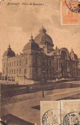 L313 Rumänien 1923 Bucuresti Casa de Depuneri Bank Vintage Postkarte