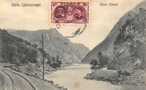 L313 Rumänien 1927 Baile Calimanesti Valea Oltului Eisenbahn Vintage Postkarte