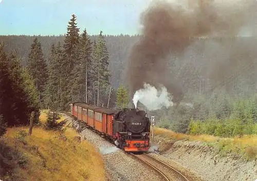 Transport Herzquerbahn Eisenbahn Dampflok bei Benneckenstein Postkarte