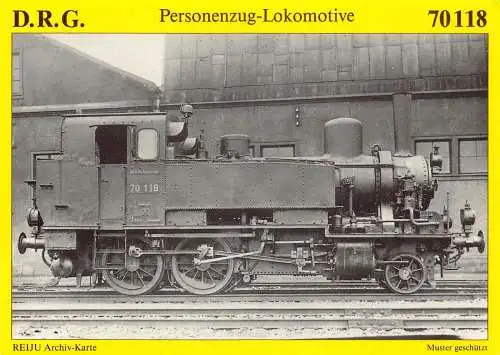 Transport Postkarte Personenzug Tenderlok 70118 Reproduktion