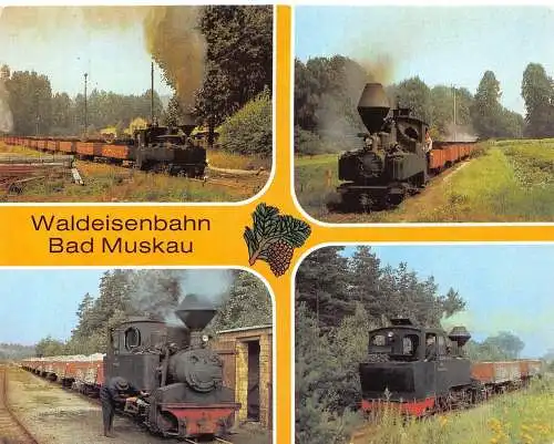 Deutschland Waldeisenbahn Bahn Bad Muskau Dampflok Tannenzapfen Postkarte