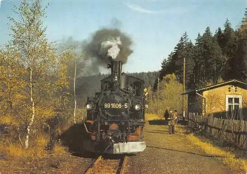 Dampflok Schmalspurbahn Wolkenstein-Jöehstadt Eisenbahn Vintage Postkarte