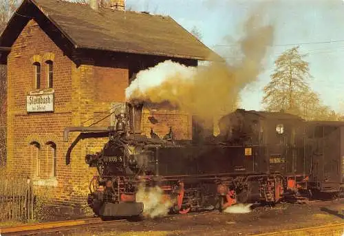 Dampfzug im Bahnhof Steinbach Deutschland 1979 alte Postkarte