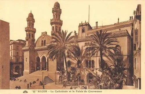 Algerien Algier Kathedrale und Regierungspalast Vintage Postkarte