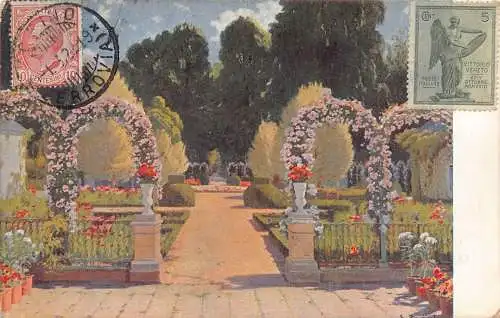 L140 Italien 1922 Santiago Rusinol Giardino d'Aranguez Garten Blumen Postkarte