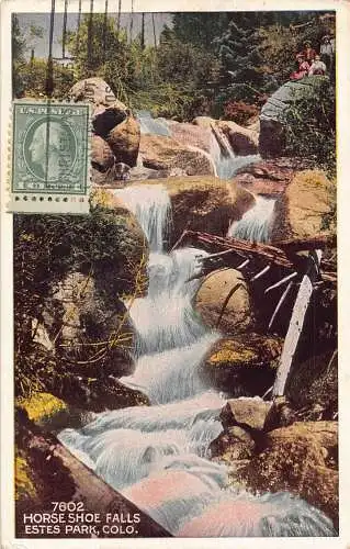 L137 USA 1923 Hufeisen Wasserfall Estes Park Colorado Vintage Postkarte