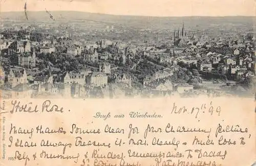A232 Deutschland 1899 Gruss aus Wiesbaden Vintage Postkarte