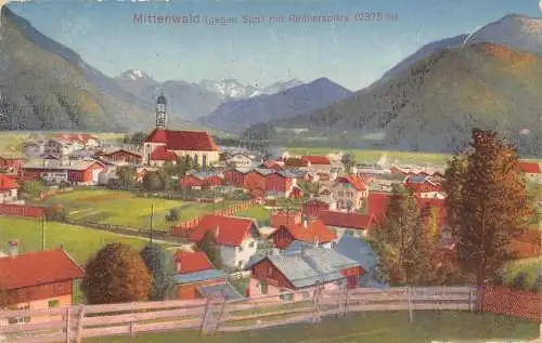 A232 Deutschland 1921 Mittenwald Reitherspitze Berggipfel Vintage Postkarte