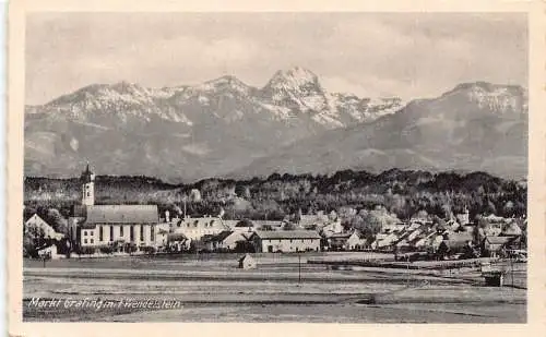 L306 Deutschland Markt Grafing Mit Wendelsteingebirge Vintage Postkarte