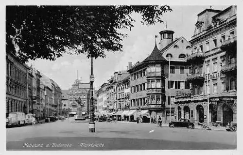 L304 Deutschland Konstanz a Bodensee Marktstaette Autos Geschäfte Cafe Radfahrer Postkarte