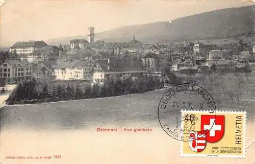 L301 Schweiz Delemont Gesamtansicht Vintage Postkarte