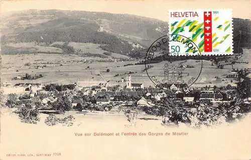 L301 Schweiz Delemont et l'entree des Gorges de Moutier Vintage Postkarte