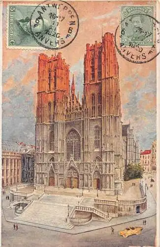 L135 Belgien 1920 Brüssel La Collegiale Michel et Gudule Kathedrale Postkarte