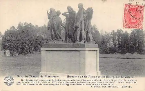 L134 Belgien 1922 Mariemont Schlosspark Eustache und Bürgerstatue Postkarte