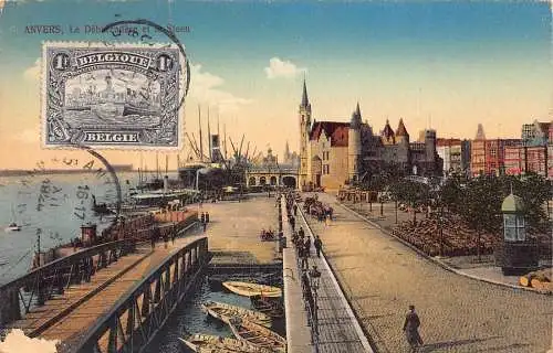 L133 Belgien 1920 Debarcadere et le Steen Dampfschiff, Hafen Vintage Postkarte
