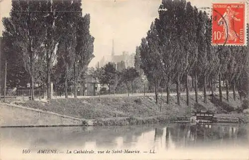 L132 Frankreich Amiens La Cathedrale vue de Saint-Maurice Vintage Postkarte