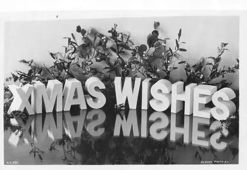 A053 Weihnachten XMAS WISHES Großbrief Mistelzweig Fotomontage RPPC Postkarte