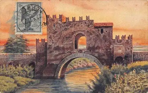 L140 Italien 1922 Rom Nomentano Brücke Gustavo Nanni Vintage Postkarte