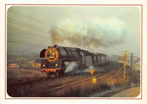 Deutschland Dampflokomotive bei der Ausfahrt aus Saalfeld Saal Postkarte