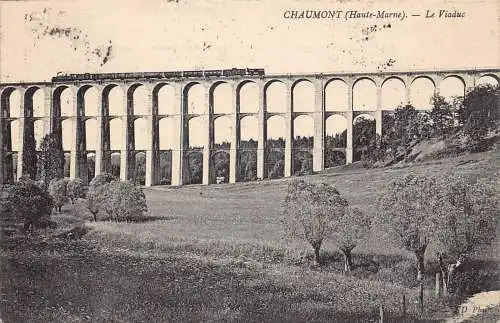 Frankreich 1908 Chaumont Haute Marne Viadukt Dampflok Vintage Postkarte