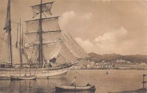 L071 Italien Messina zerstörter Blick von den Seebooten Schiffen 1912 Vintage Postkarte