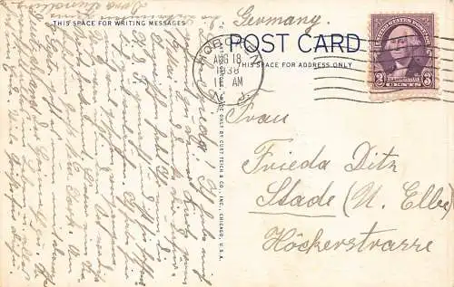 L068 US Walk in Beardsley Park Bridgeport Conn. 1938 Postkarte