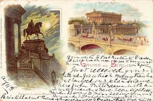 L005 Deutschland 1902 Gruss aus Berlin Litho Vintage Postkarte
