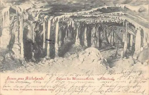 L005 Deutschland 1904 Gruss aus Ruebeland Höhle Vintage Postkarte