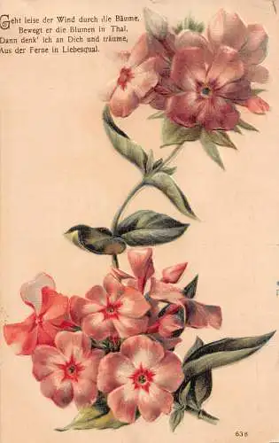 Rosa Stiefmütterchen Romantik Gedicht geprägte Vintage Postkarte