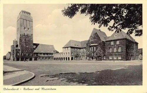 A064 Deutschland 1950 Delmenhorst Rathaus Wasserturm Rathaus Postkarte