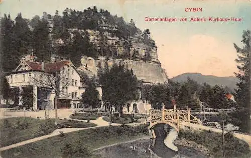 A064 Deutschland 1912 Oybin Gartenanlagen von Adlers Kurhaus Hotel Postkarte
