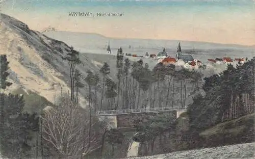 A064 Deutschland 1922 Woellstein Rheinhessen Brücke Berge Vintage Postkarte
