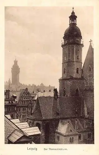 L166 Deutschland Leipziger Thomas Kirchturm Vintage Postkarte