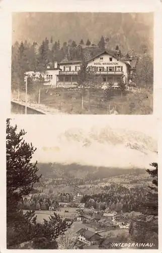 A063 Deutschland 1930 Untergrainau Panorama und Hotel Waxenstein Vintage Postkarte