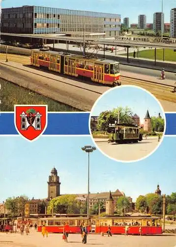 Deutschland, Plauen Straßenbahnen Umzug Mehransicht Postkarte