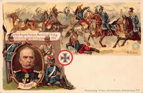 L003 Deutschland 1900 v. Barby Kavallerie Mars la Tour Militär Litho Postkarte