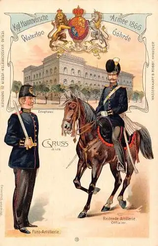 L003 Deutschland Hannover Armee Zeughaus Uniformen Militär Litho Postkarte