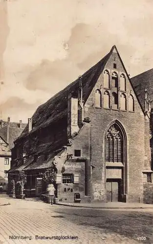 L166 Deutschland 1935 Nürnberg Bratwurstgloecklein Restaurant Vintage Postkarte